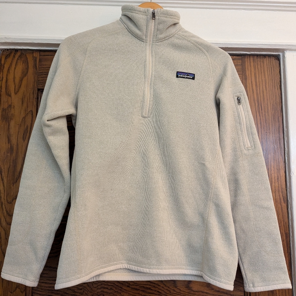 Patagonia Womens Size M 1/4 Zip Pullover Better Sweater , Ivory